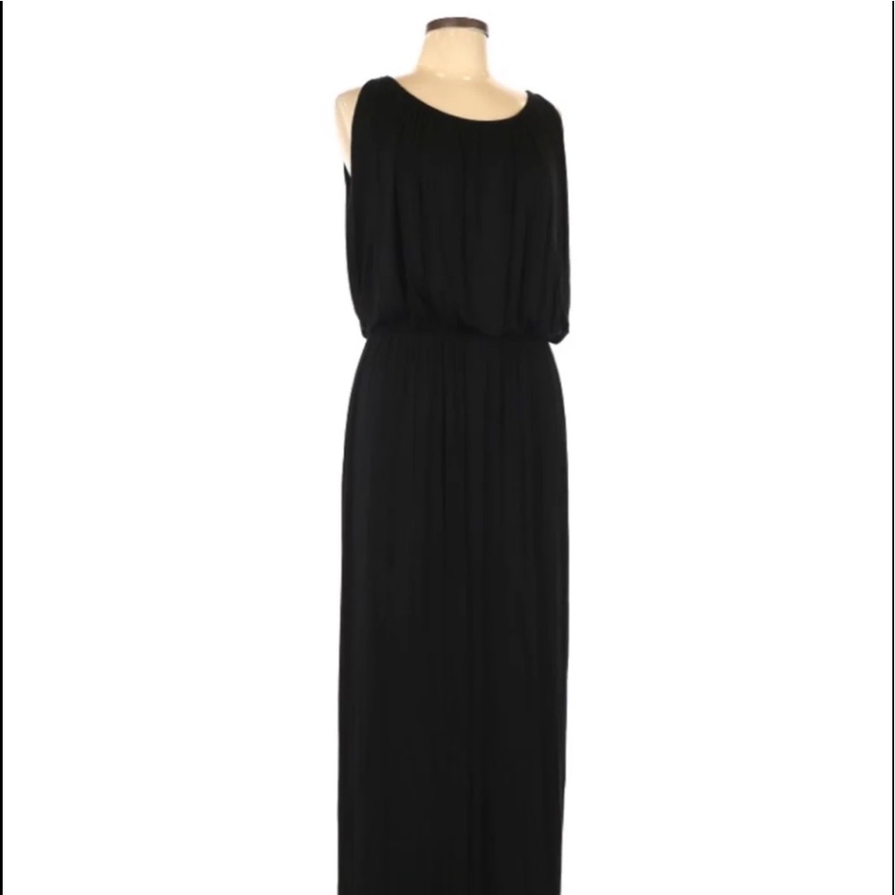 Black Maxi Column Dress with Built in Liner